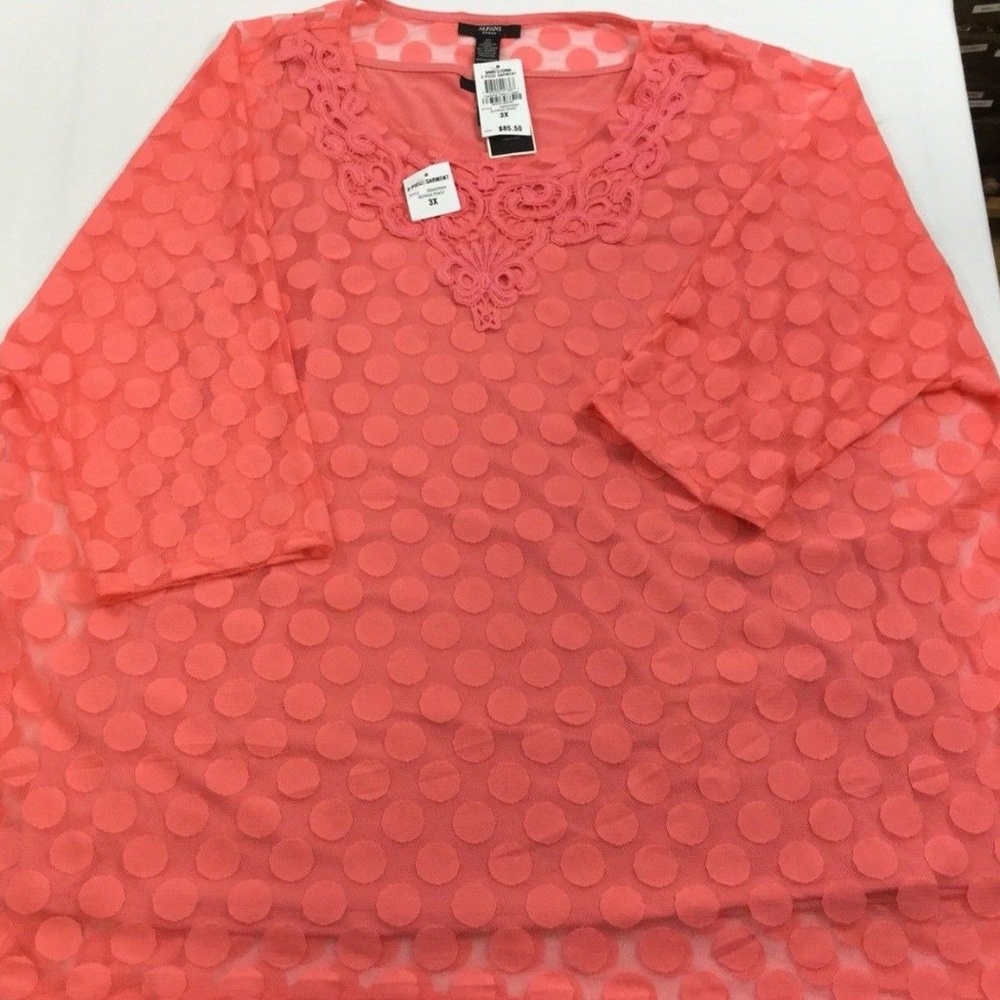 Alfani Womens Top 2 piece set 3X Peach Polka Dot